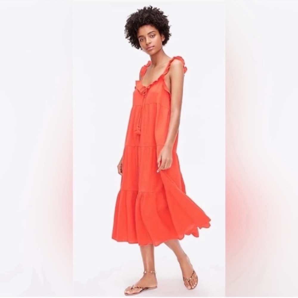 J. Crew Tiered Ruffled Beach Dress s M